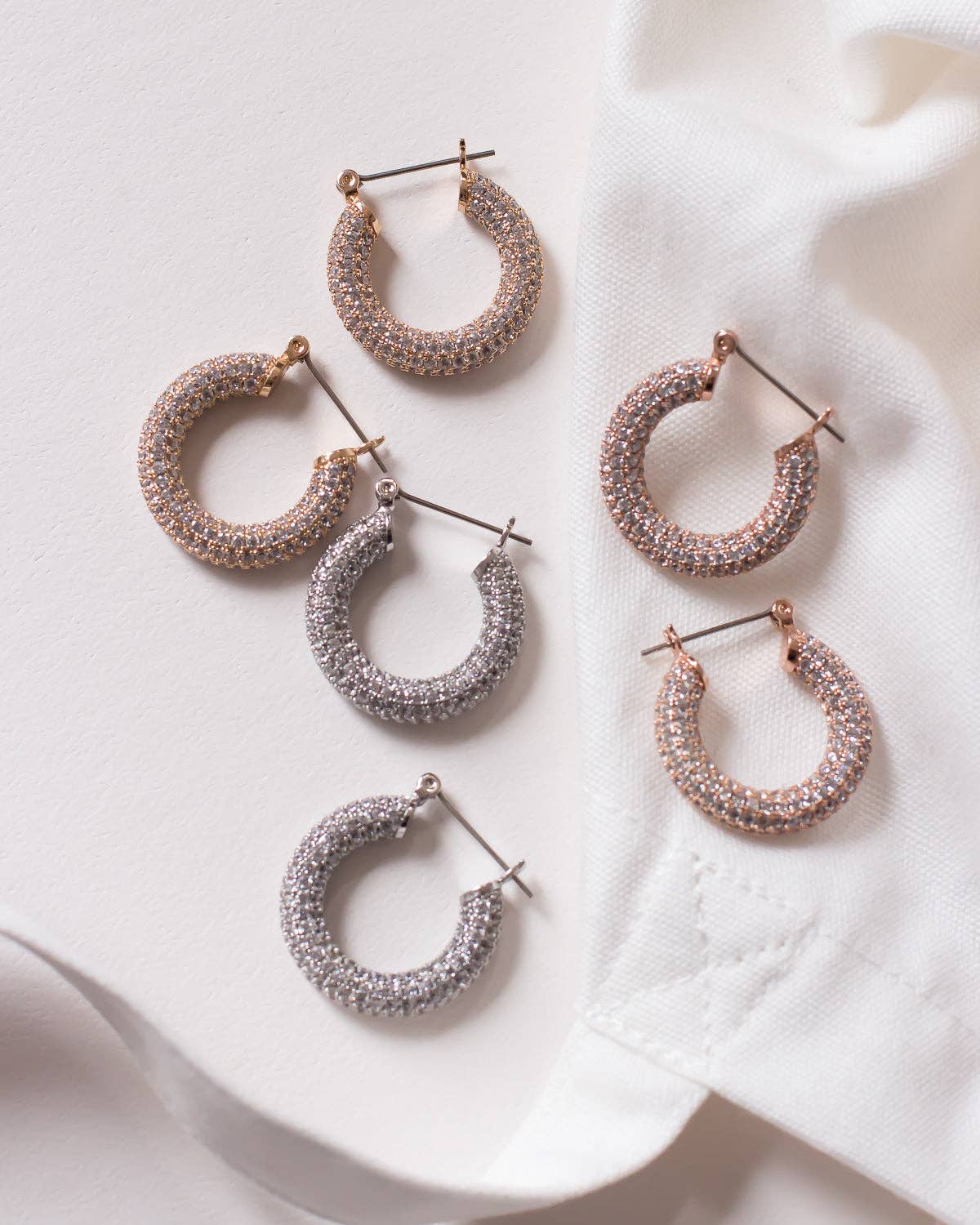 Pave Baby Amalfi Hoops- Gold