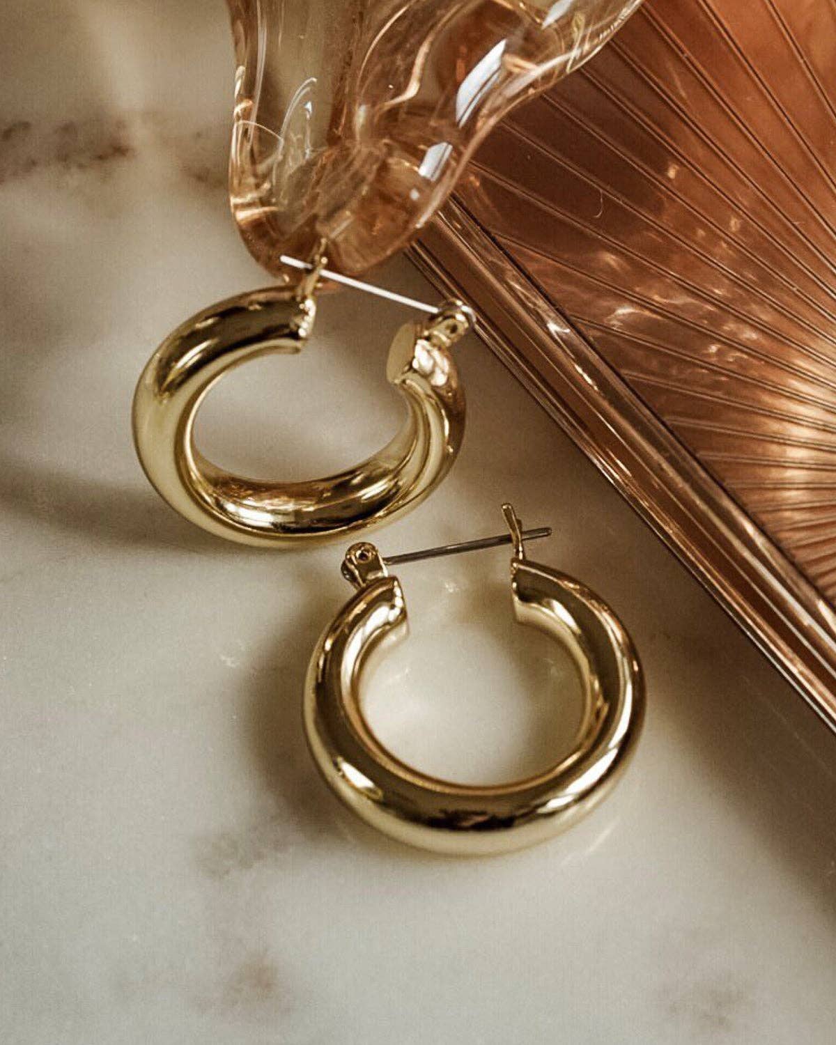 Baby Amalfi Tube Hoops- Gold