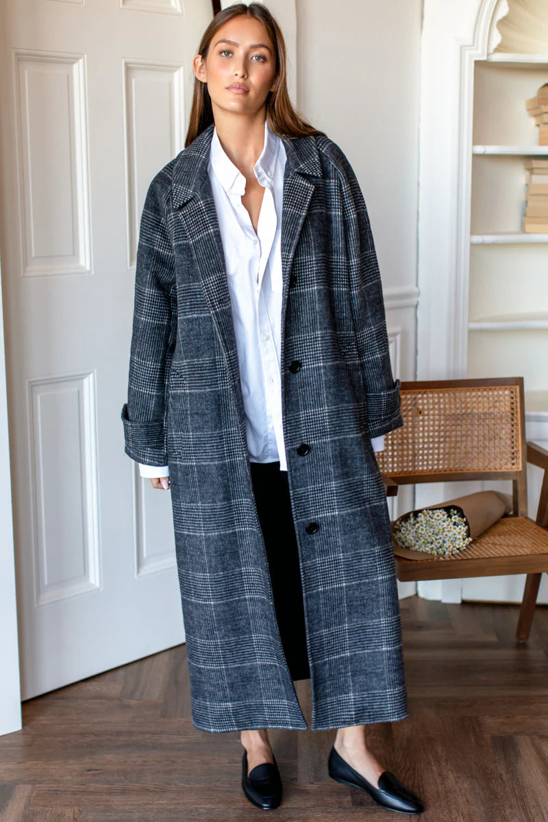 Maxi Overcoat in Mackenzie Plaid Wool