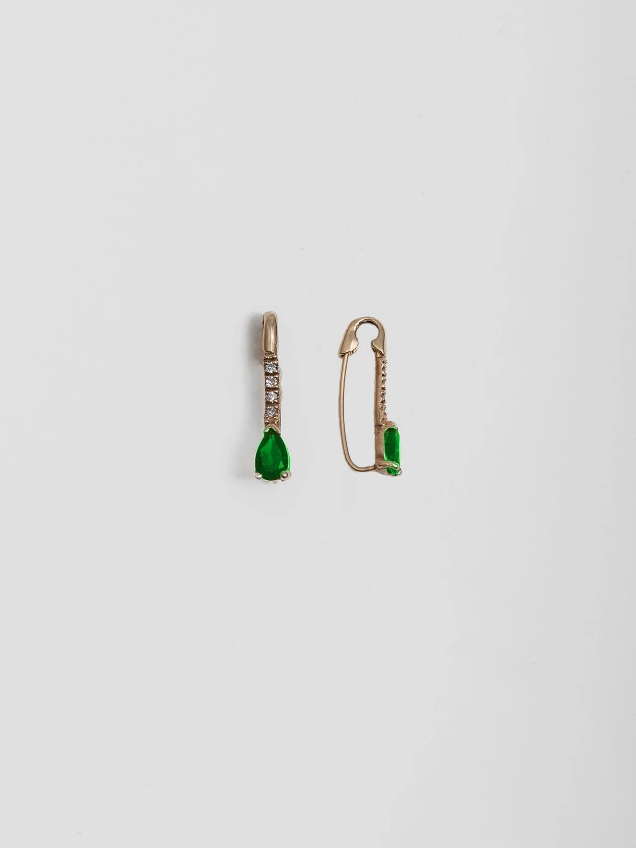 Mini Gemstone Safety Pin Earring