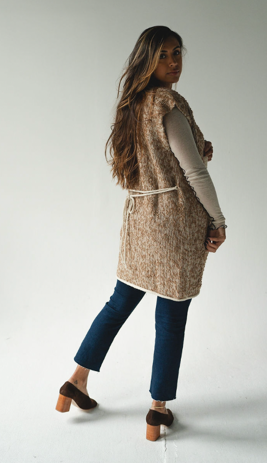 Knit Weave Vest in Praline