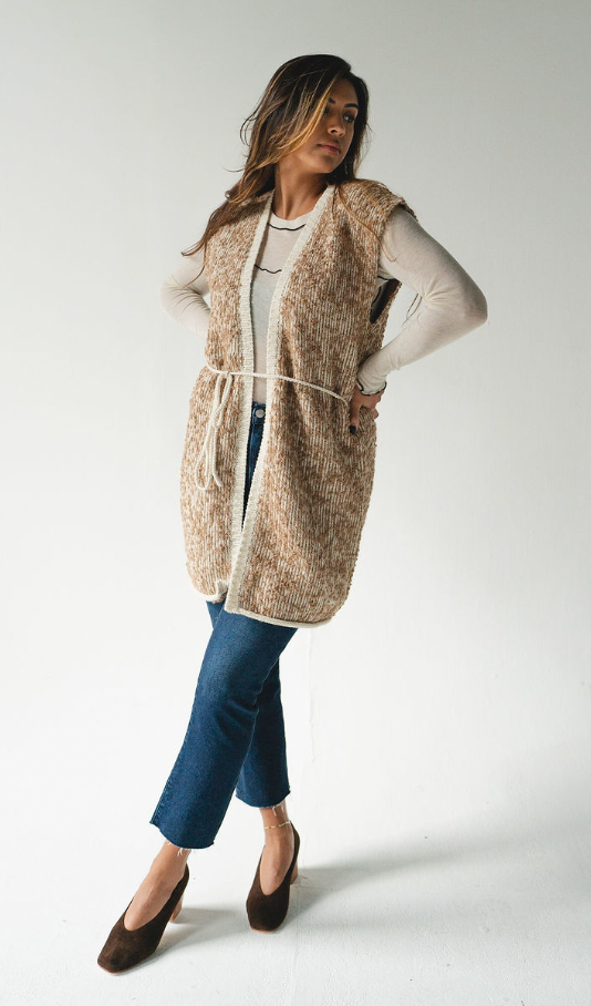 Knit Weave Vest in Praline