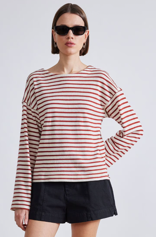 Barca Long Sleeve in Henna & Cream Stripe