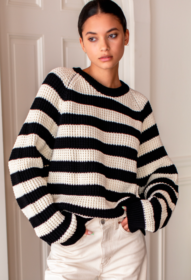 Ryan Heavy Sweater in Black Stripe