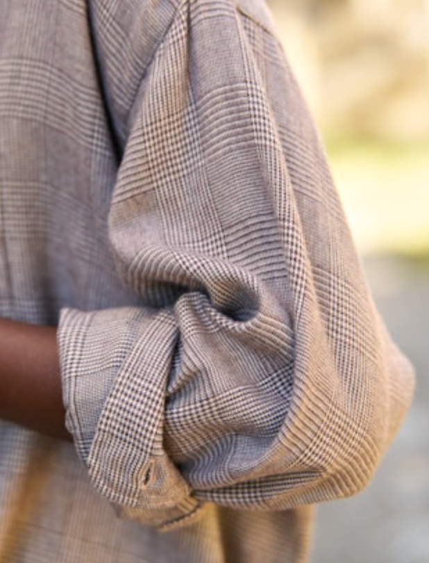 Barry Button-Up in Brown Herringbone