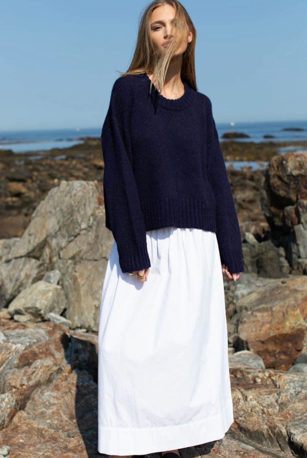 Organic Cotton Sweater in Navy