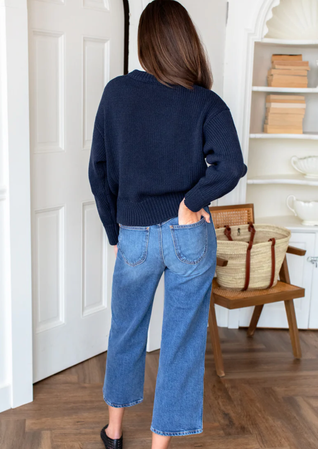 Organic Cotton Sweater in Navy