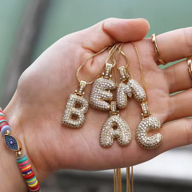 Bubble Letter Charm Necklace