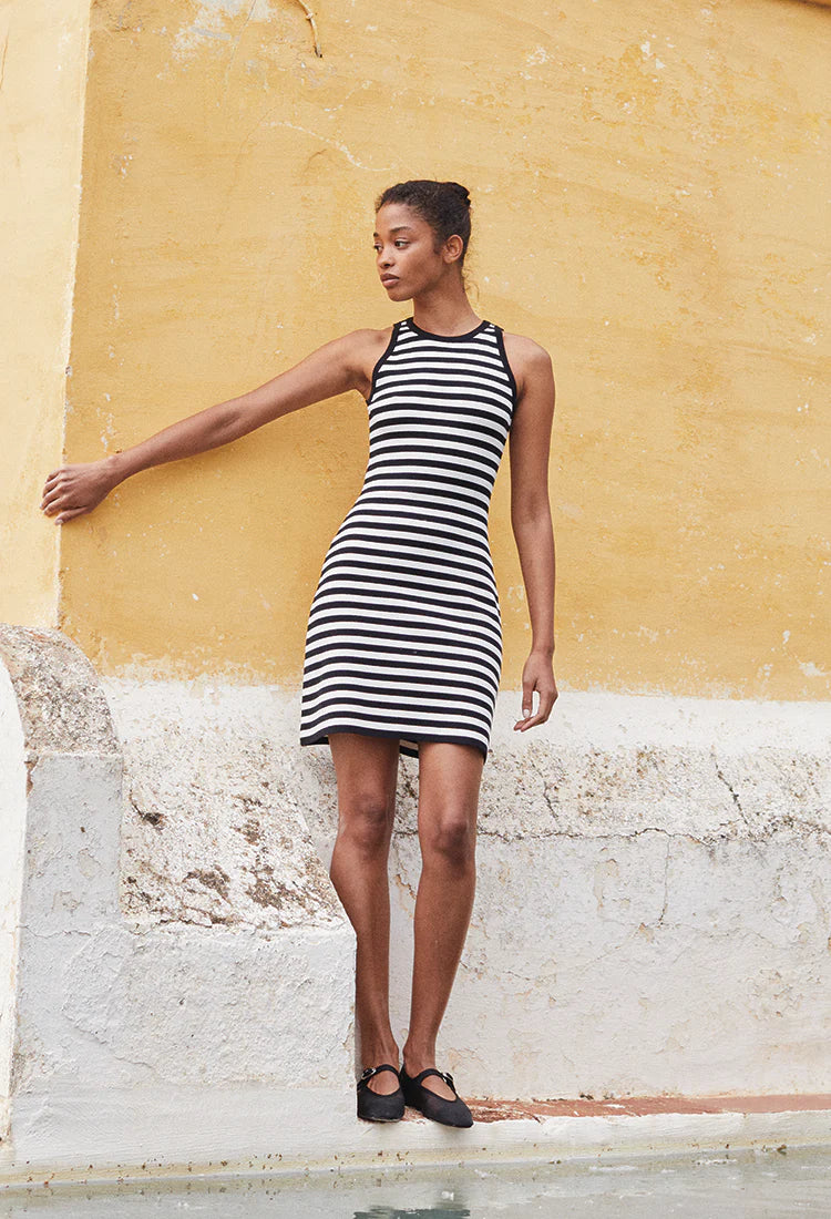 Cyd Dress in Black Stripe