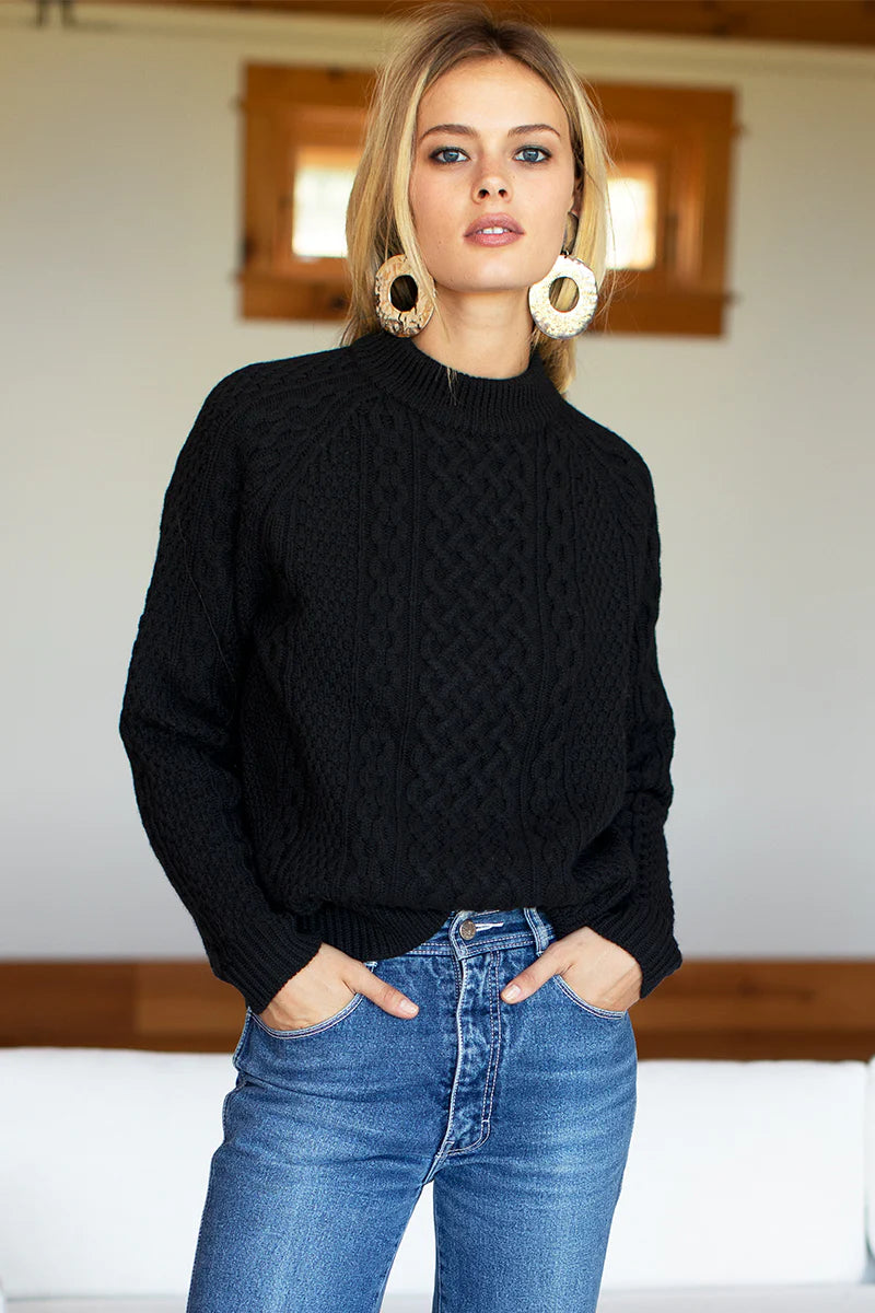 Fisherman Sweater in Black