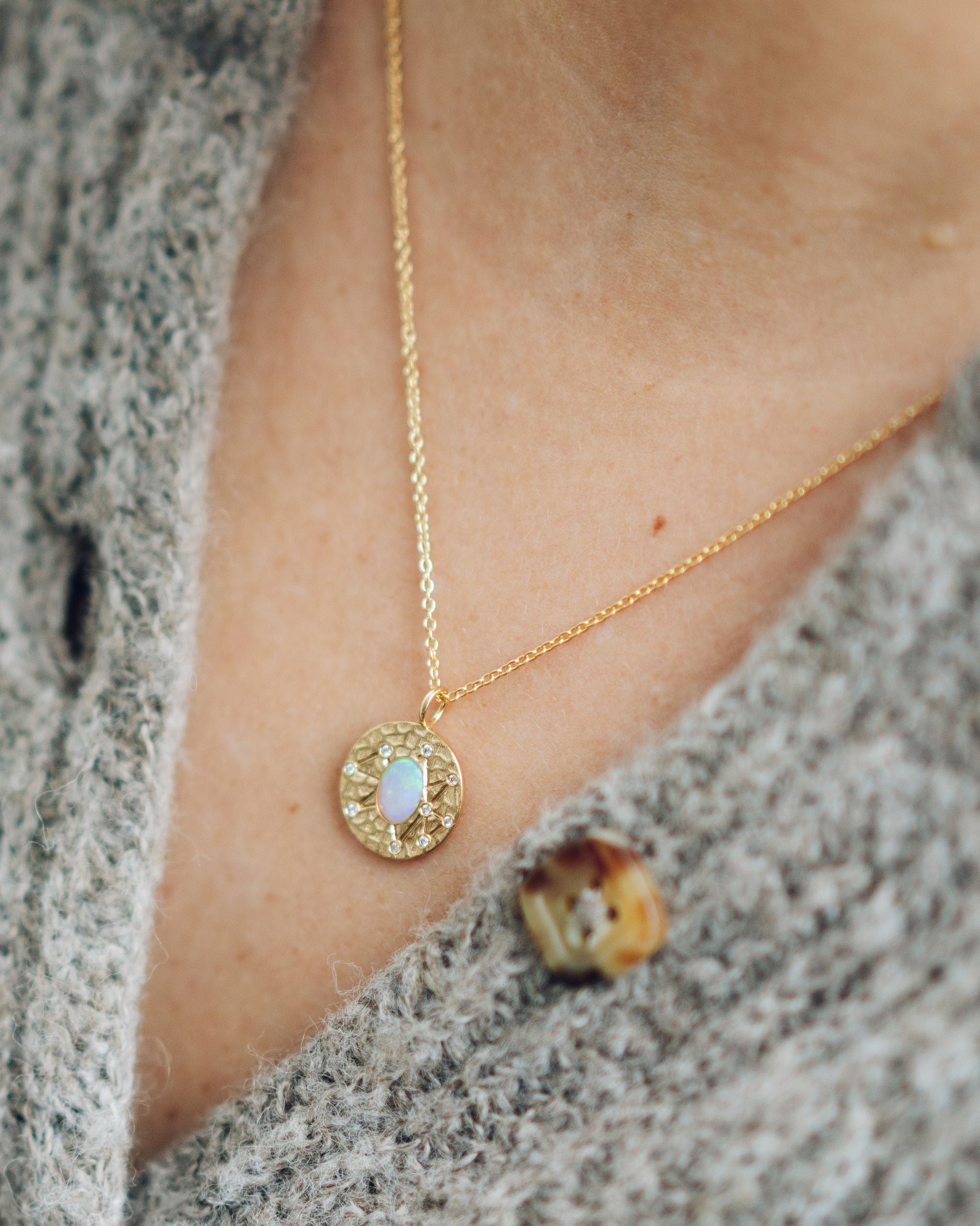 Opal Zodiac Coin Necklace