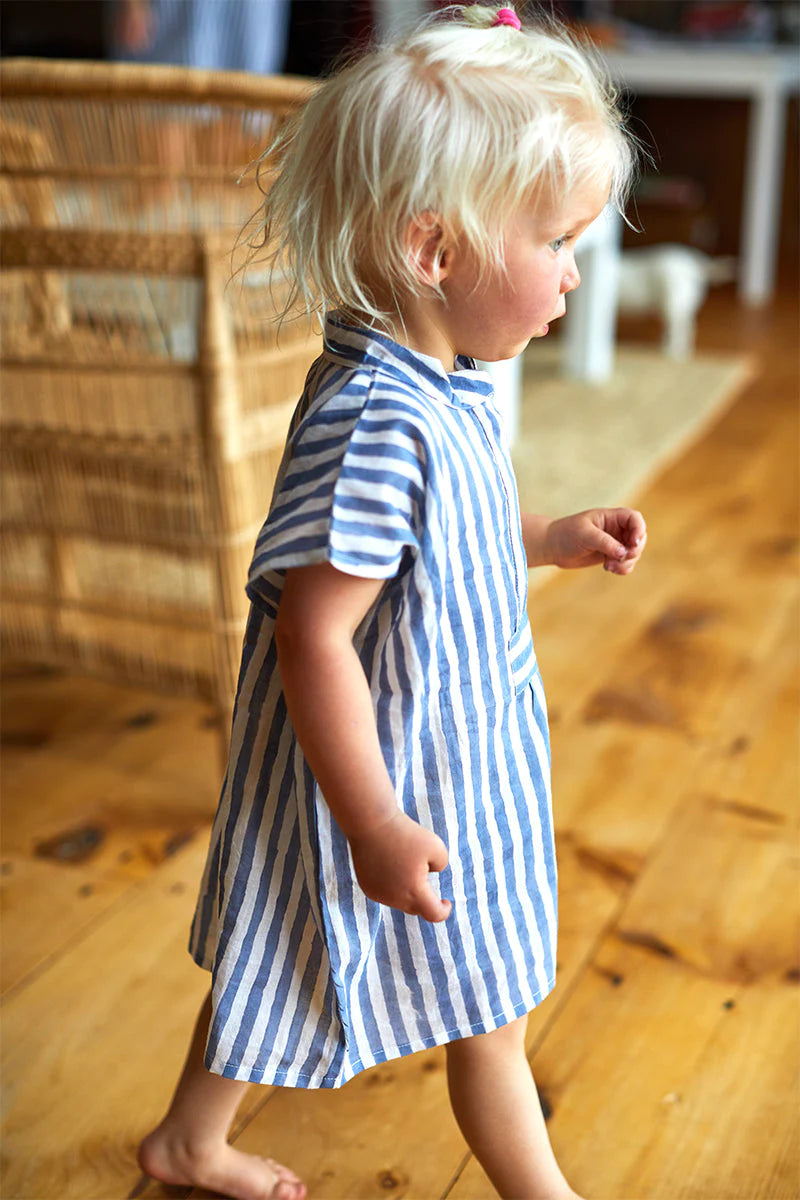 Little Fry Caftan in Ocean Stripe